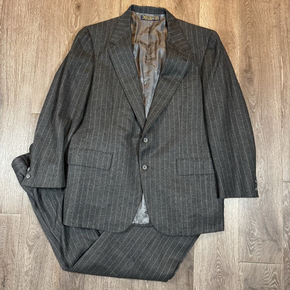 Brooks Brothers Golden Fleece Suit 42R USA Wool Cashmere Pinstripe Vintage